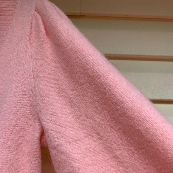 Atelier & Other Stories pink/light coral fluffy V neck sweater, front buttons, S - Picture 4 of 12